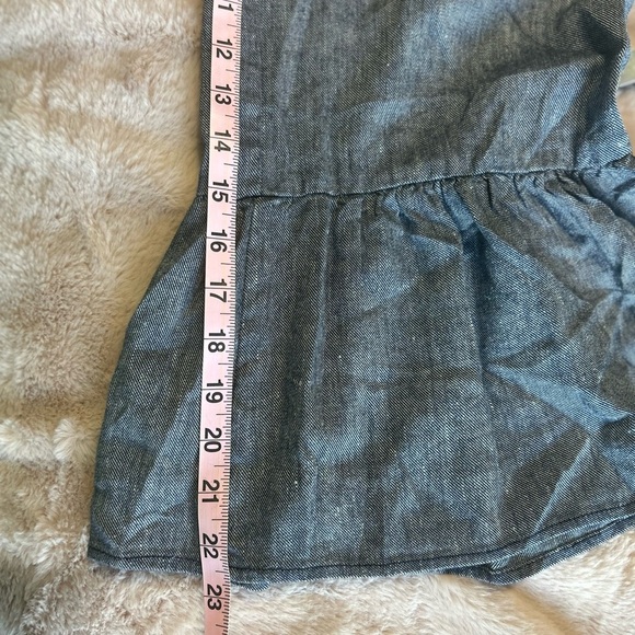 Anthropologie Ett Twa Chambray Linen Ruffle Crop Pants Size 8 - Picture 6 of 11